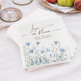 Servilleta De Papel De Cena Servilletas de boda de amor en flor azul