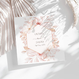 Servilleta De Papel De Cena Servilletas de boda de rosas rosadas y blancas