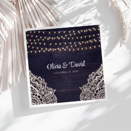 Servilleta De Papel De Cena Servilletas de boda elegancia rústica azul mediano