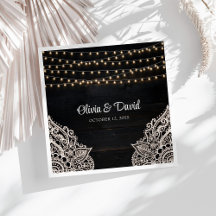 Servilletas de boda elegancia rústica negra y blan