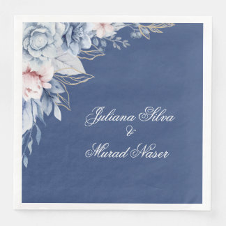 Servilleta De Papel De Cena Servilletas de boda florales azul polvoriento