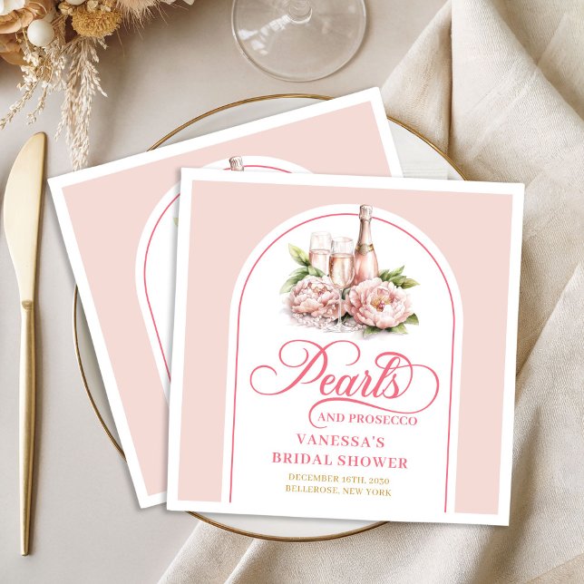 Servilleta De Papel De Cena Servilletas de boda modernas personalizadas en ros (Modern Personalized Blush and Gold Bridal Napkin)