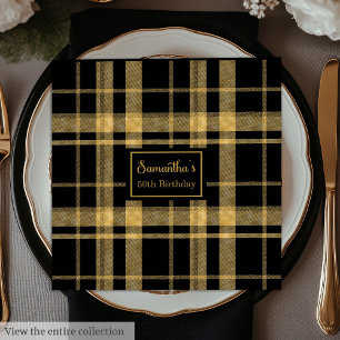 Servilleta De Papel De Cena Servilletas de boda negras doradas personalizadas