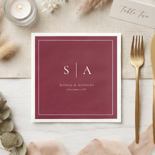 Servilleta De Papel De Cena Servilletas de boda personalizadas con iniciales d