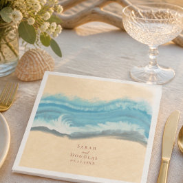 Servilleta De Papel De Cena Servilletas de cena de onda de océano azul románti