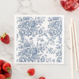 Servilleta De Papel De Cena Servilletas de cóctel de Toile Azul Francés