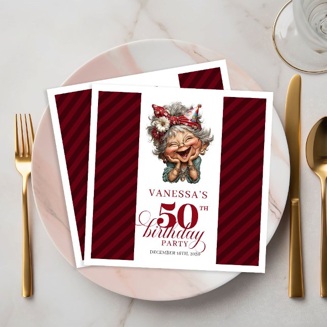 Servilleta De Papel De Cena Servilletas de Cumpleaños 50 para Fiesta de Mesa S (Funny Old Lady 50th Birthday Napkins Table Party Supplies)