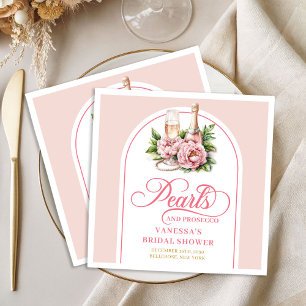 Servilleta De Papel De Cena Servilletas de ducha de novia Chic Blush y perlas 