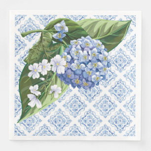 Servilleta De Papel De Cena Servilletas de Ducha Nupcial de Baldosa Azul Horte