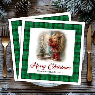 Servilleta De Papel De Cena Servilletas de escena de Navidad pintada vintage e