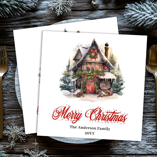 Servilleta De Papel De Cena Servilletas de escena de Navidad refinada con enca (Refined Christmas scene napkins with vintage charm)