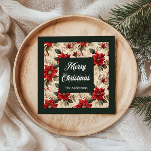 Servilleta De Papel De Cena Servilletas de flores clásicas de Navidad con eleg