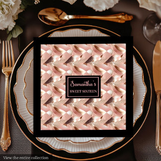 Servilleta De Papel De Cena Servilletas de Lujo Personalizadas Rosa Dorado y N