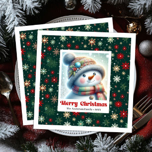 Servilleta De Papel De Cena Servilletas de Navidad alegres para niños con muñe