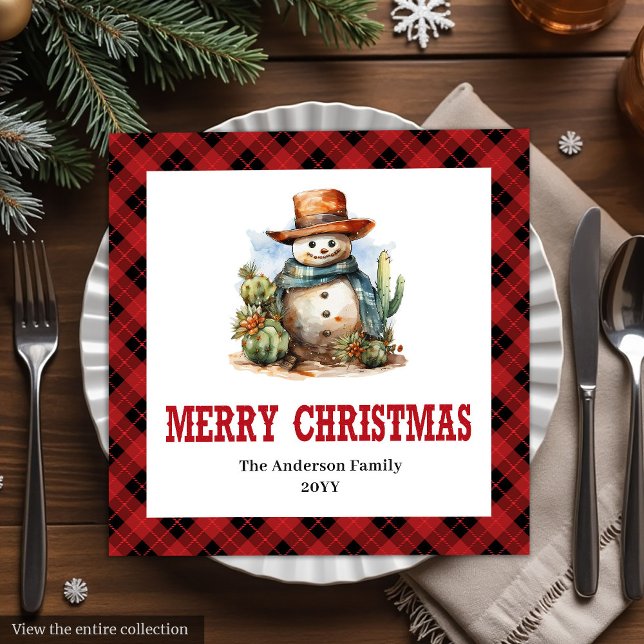 Servilleta De Papel De Cena Servilletas de Navidad con cuadros de búfalo occid (Western buffalo plaid napkins Christmas party set

)