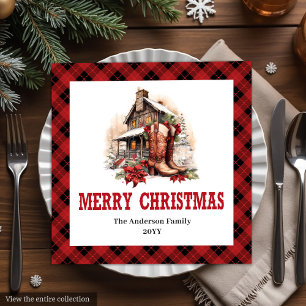 Servilleta De Papel De Cena Servilletas de Navidad de cuadros búfalo de fiesta