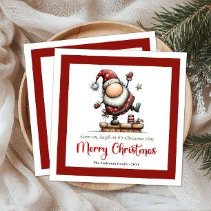 Servilleta De Papel De Cena Servilletas de Navidad de Papá Noel dibujadas a ma