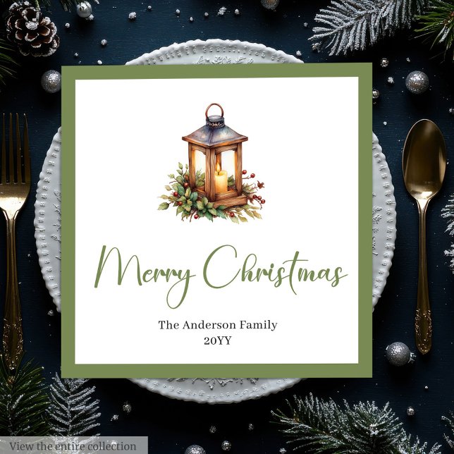 Servilleta De Papel De Cena Servilletas de Navidad elegantes bohemias rústicas (Elegant Bohemian Rustic Christmas Lantern Napkins)