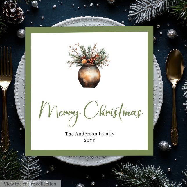 Servilleta De Papel De Cena Servilletas de Navidad escandinavas boho clásicas  (Classic Boho Scandinavian Christmas Wreath Napkins)
