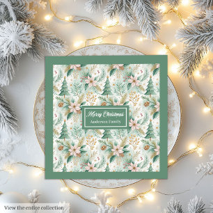 Servilleta De Papel De Cena Servilletas de Navidad Floral de Lujo Verde Eneldo