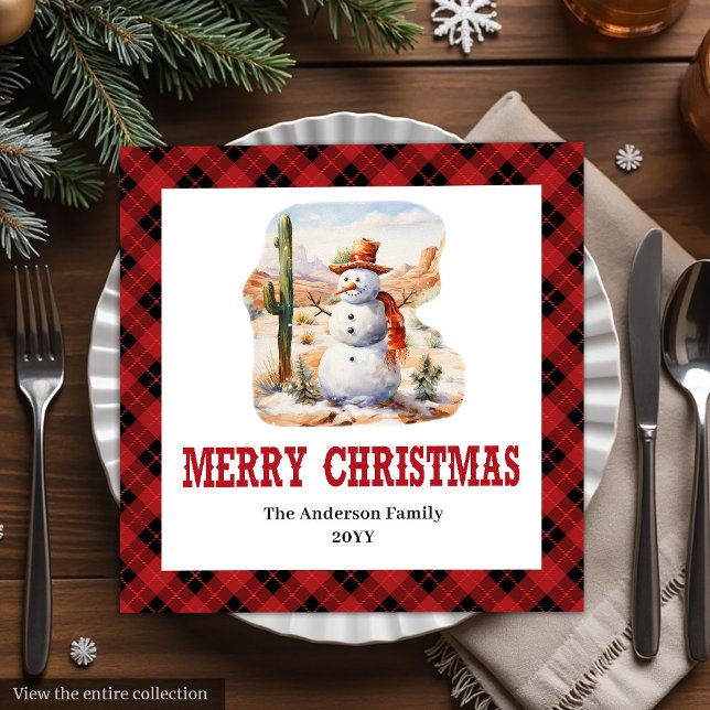 Servilleta De Papel De Cena Servilletas de Navidad occidentales con diseño de  (Western Christmas napkins red black tartan design

)
