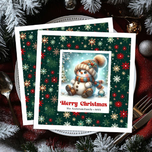 Servilleta De Papel De Cena Servilletas de Navidad para niños con muñeco de ni