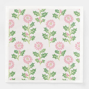 Servilleta De Papel De Cena Servilletas de Navidad Pink Daisy y Holly Whit