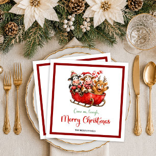 Servilleta De Papel De Cena servilletas de Navidad rojas y verdes de vaca capr
