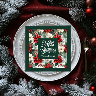 Servilleta De Papel De Cena Servilletas de Nombre Personalizado Rojo Verde Flo