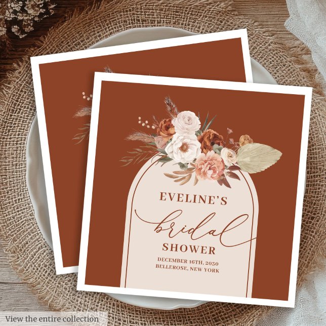 Servilleta De Papel De Cena Servilletas de novia boho pampas terracota románti (Romantic terracotta pampas boho bridal napkins

)