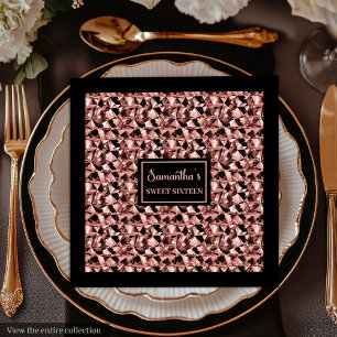 Servilleta De Papel De Cena Servilletas de oro rosa y negro, envoltorio elegan