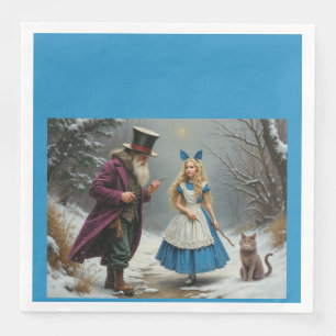 Servilleta De Papel De Cena Servilletas de papel azules de Alice de invierno p