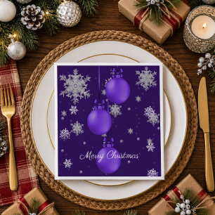 Servilleta De Papel De Cena Servilletas de papel de adornos de Navidad púrpura
