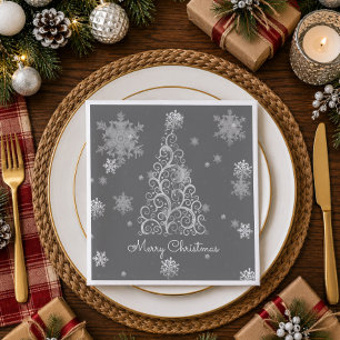 Servilleta De Papel De Cena Servilletas de papel de árbol de Navidad y copos d