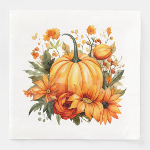 Servilleta De Papel De Cena Servilletas de papel de calabaza de otoño
