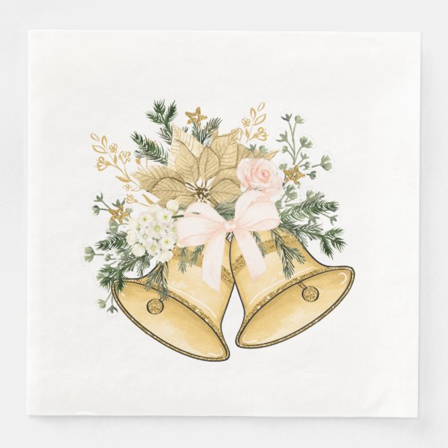 Servilleta De Papel De Cena Servilletas de papel de campanas de Navidad (Anverso)