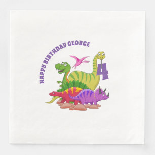 Servilleta De Papel De Cena Servilletas de papel de cumpleaños - Dinosaurio
