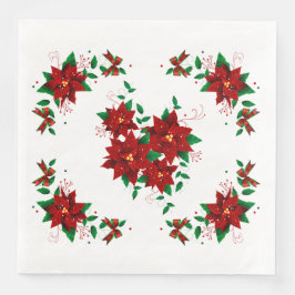 Servilleta De Papel De Cena Servilletas de papel de flores rojas de Navidad en