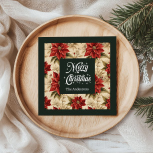Servilleta De Papel De Cena Servilletas de papel de poinsettia roja con aspect