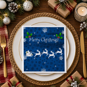 Servilleta De Papel De Cena Servilletas de papel de trineo y renos de Santa Az