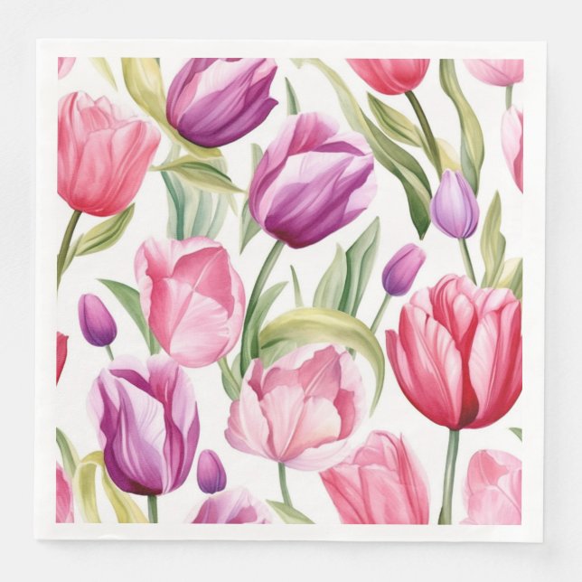 Servilleta De Papel De Cena Servilletas de papel de tulipanes (Anverso)