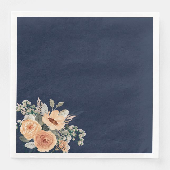 Servilleta De Papel De Cena servilletas de papel, elegantemente azul floral (Anverso)