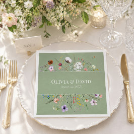 Servilleta De Papel De Cena Servilletas de papel para boda con flores silvestr