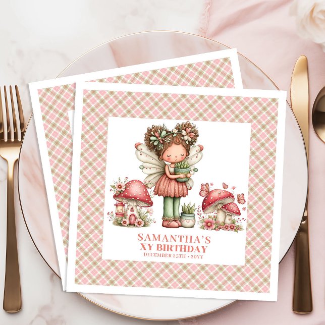 Servilleta De Papel De Cena Servilletas de papel para cumpleaños de hadas mági (Magical Fairy Birthday Paper Napkins Whimsical Party)