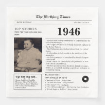Servilletas de periódico de cumpleaños de 1946