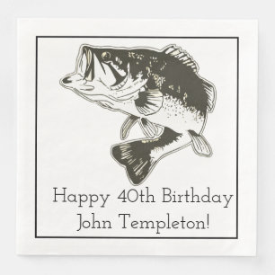 Servilleta De Papel De Cena Servilletas del cumpleaños de la pesca de perca