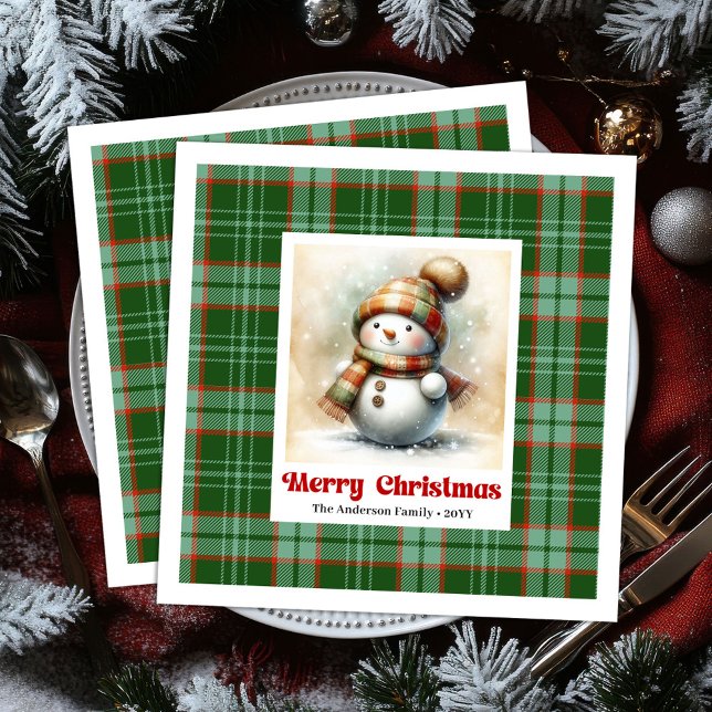Servilleta De Papel De Cena Servilletas digitales de Navidad de dibujos animad (Cartoon Christmas Snowman Napkins Digital for Kids)