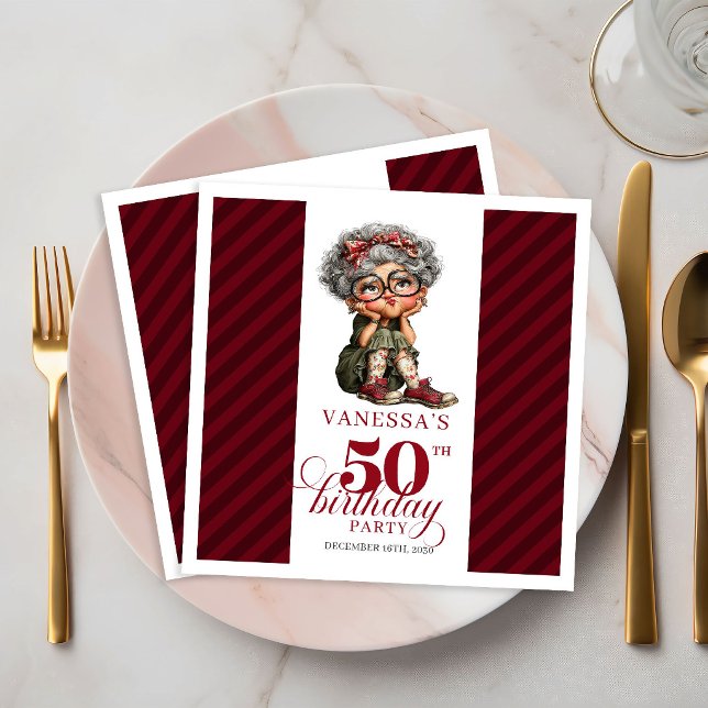 Servilleta De Papel De Cena Servilletas divertidas para fiesta extravagante de (50th Birthday Funny Old Woman Quirky Party Napkins Set)