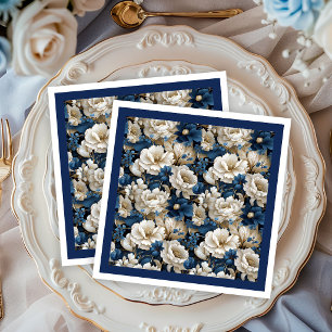 Servilleta De Papel De Cena Servilletas Elegantes Florales Marfil Blanco Armad
