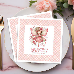 Servilleta De Papel De Cena Servilletas Florales Rosa Cumpleaños Niña Hada Lin